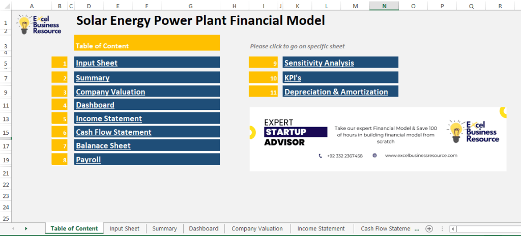 Solar Plant Financial Model Excel Template Excel Business Resource
