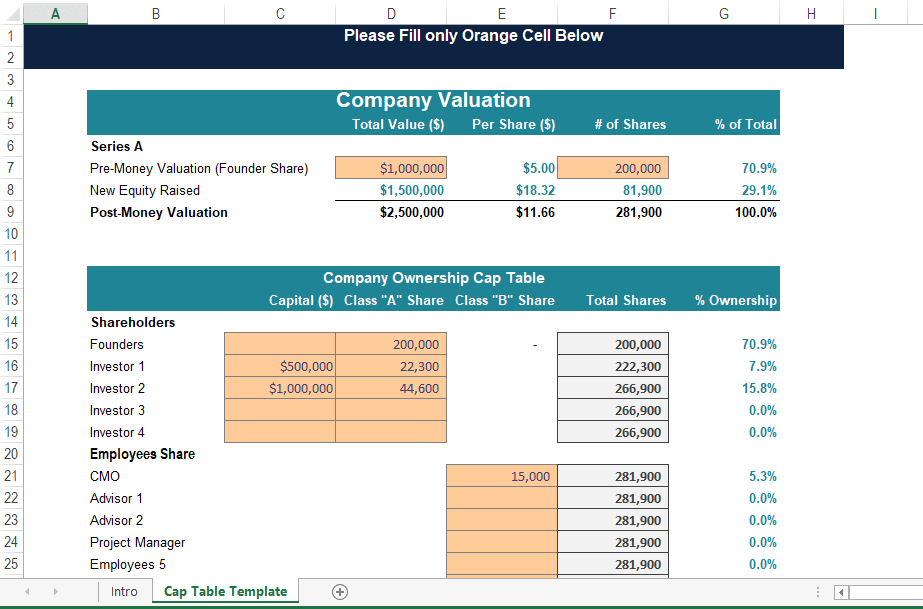 Free Cap Table Template Free Cap Table Template