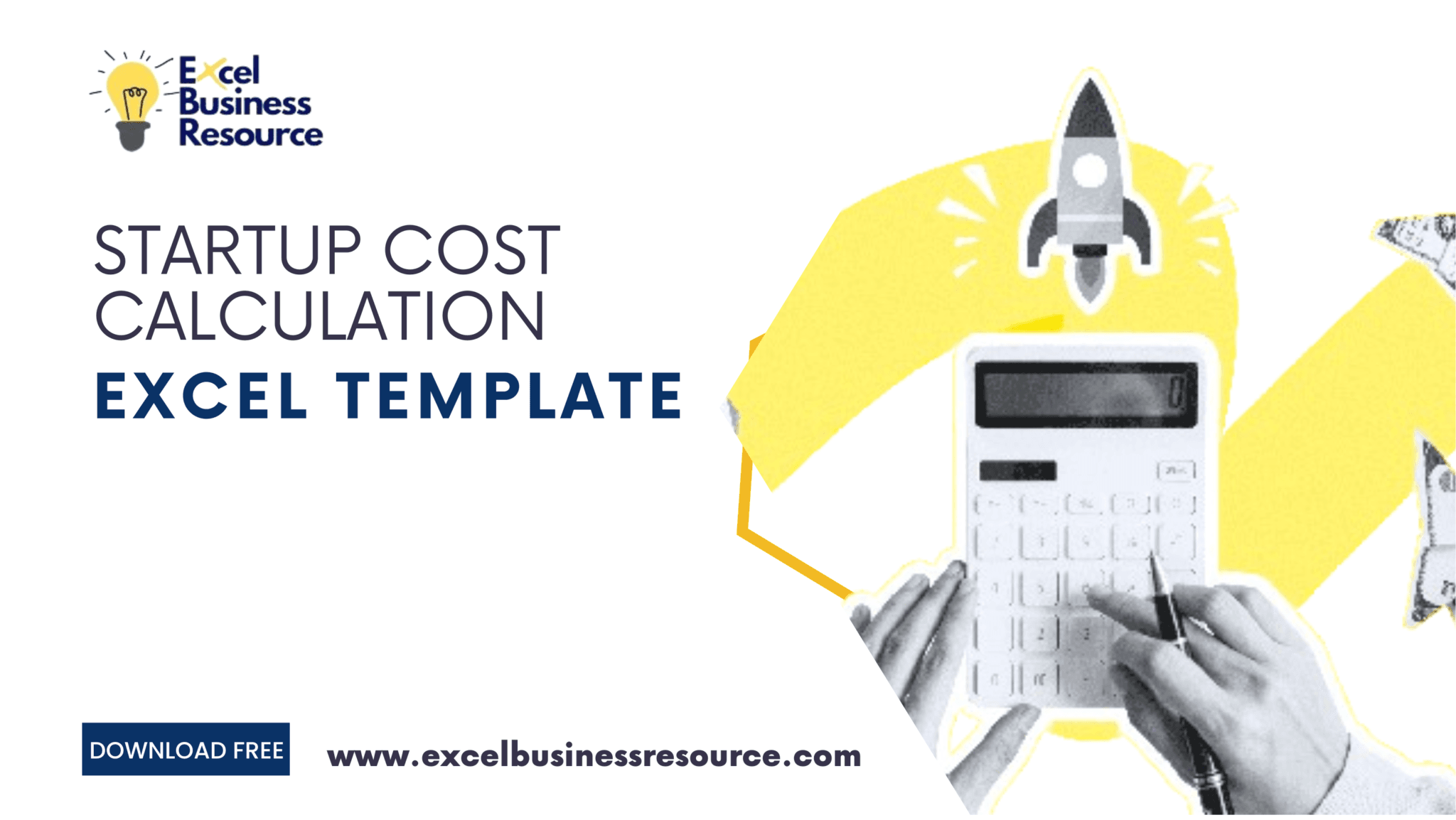 Startup cost calculation sheet in Excel with detailed categories and financial breakdown