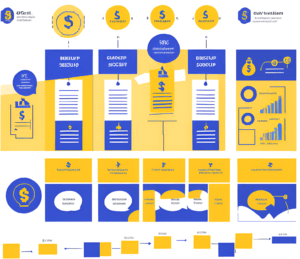 A flowchart and financial worksheet illustrating the step-by-step process of conducting a DCF valuation, including forecasting cash flows, determining discount rates, and calculating terminal value.