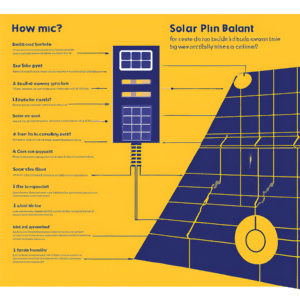 Illustration of solar panels in operation with financial graphs representing costs and profitability timeline for building a solar power plant.