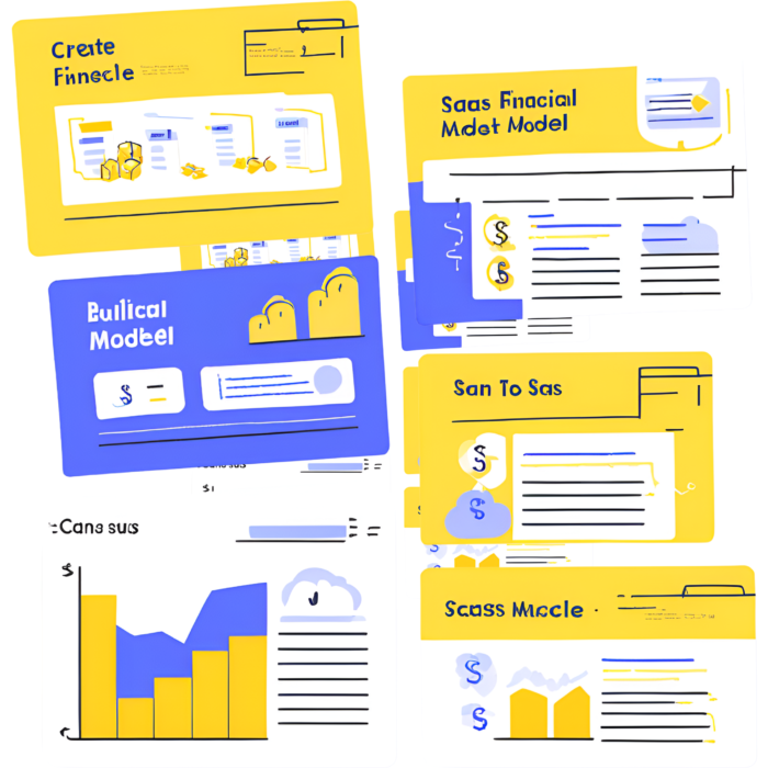 A laptop screen displaying charts and financial data, symbolizing the process of building a SaaS financial model template.