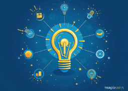 A vibrant illustration of a glowing light bulb surrounded by interconnected icons symbolizing innovative ideas and actionable strategies for business planning