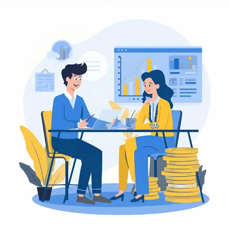 A financial modeling consultant, a SaaS startup founder, and a venture capitalist shaking hands over a spreadsheet.