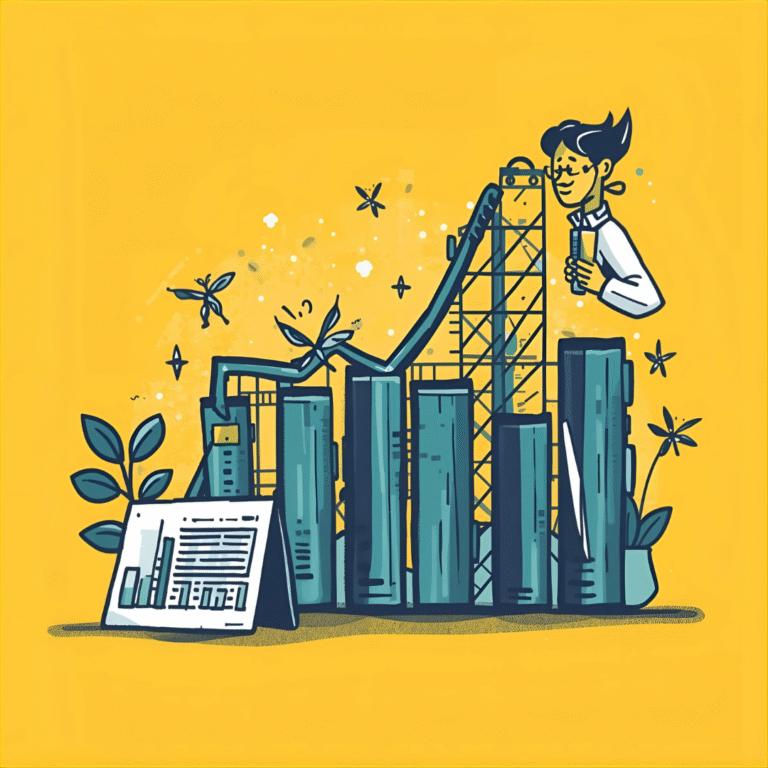 A startup founder using Excel on a laptop, with icons overlaying the screen representing key forecasting hacks like formulas, charts, and pivot tables.