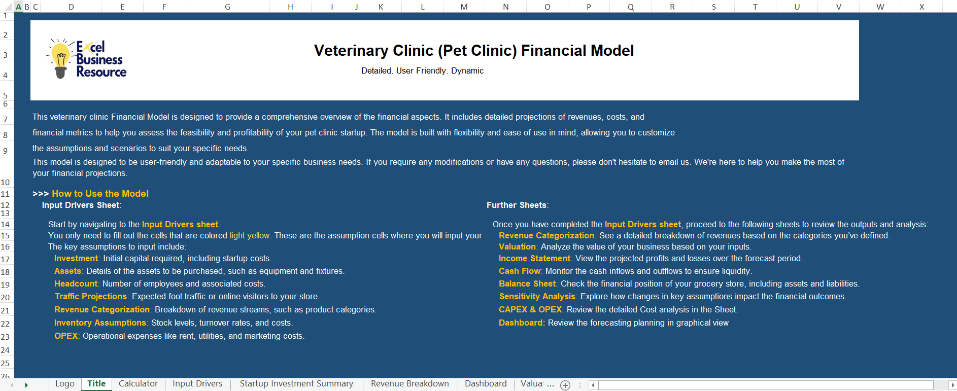 Intro of Medical Clinic financial model by excelbusinessresource