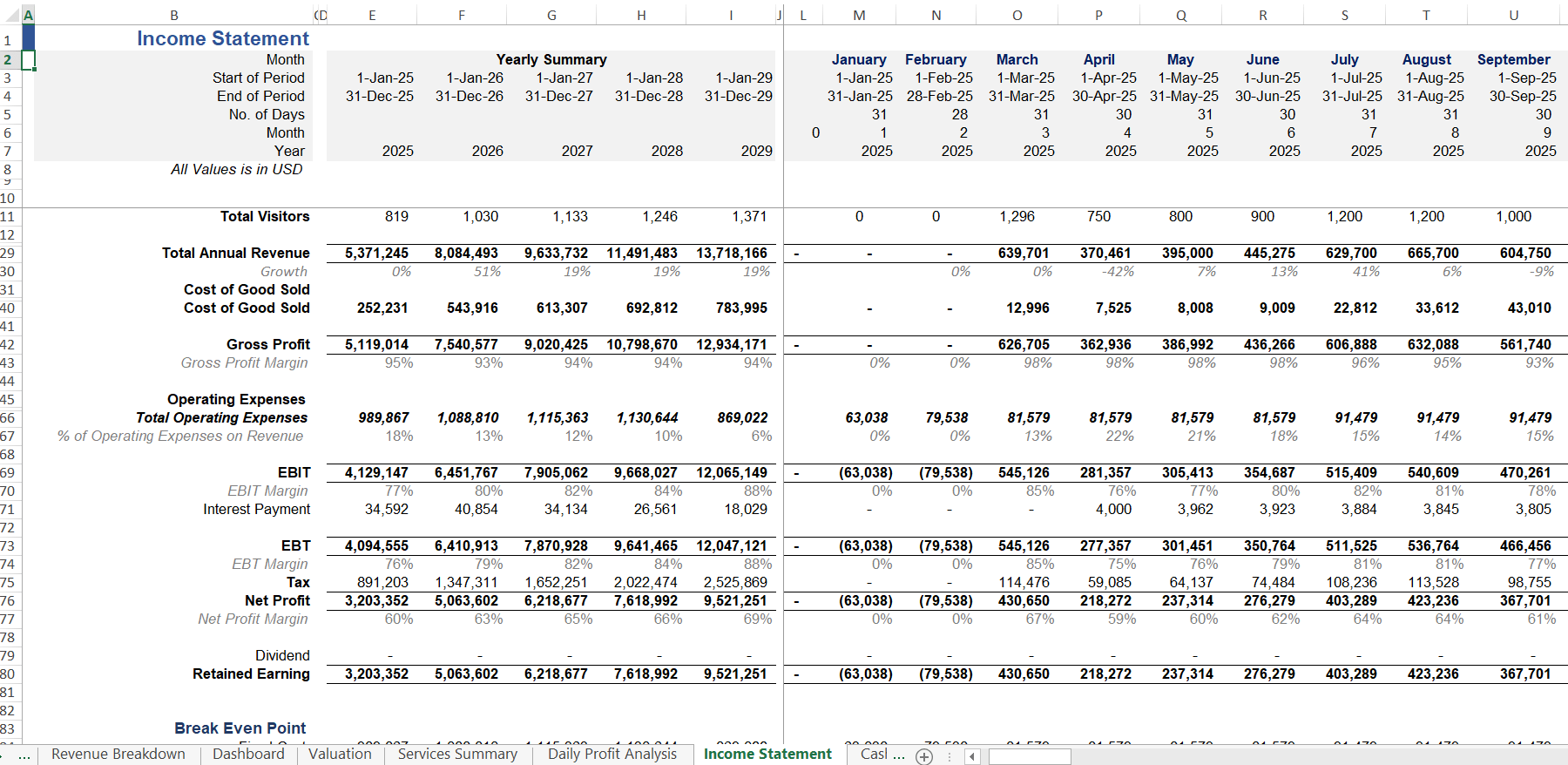 Profit & Loss Statement of Medical Clinic
