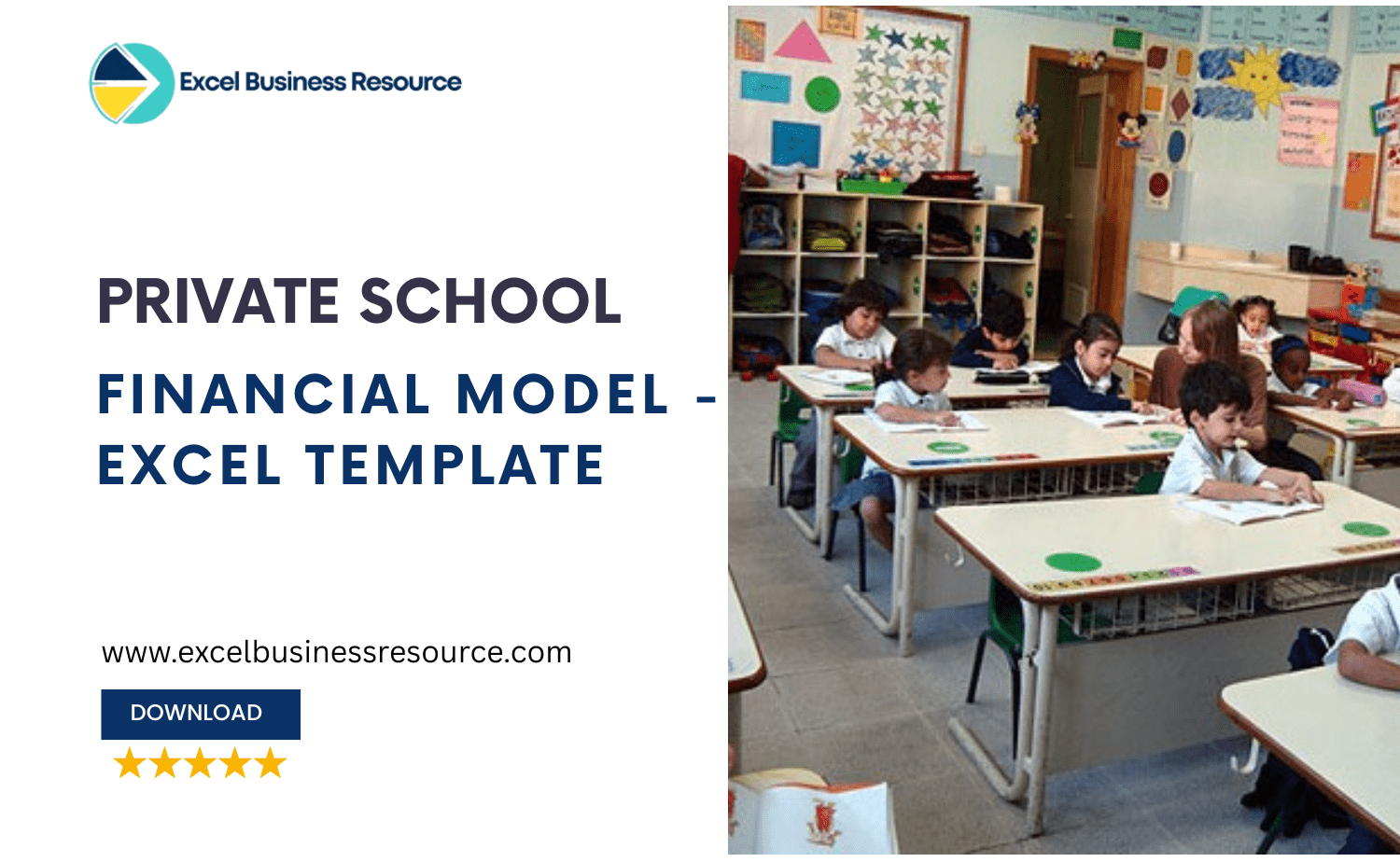 Private School Financial Model Excel Template showing financial projections and key metrics.