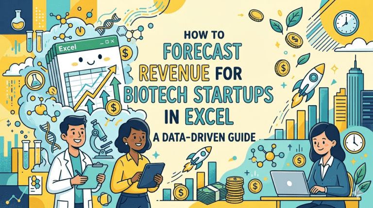 How to forecast revenue for biotech startups in Excel guide infographic