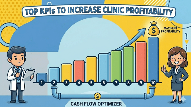 Medical clinic KPI dashboard and profitability metrics illustration