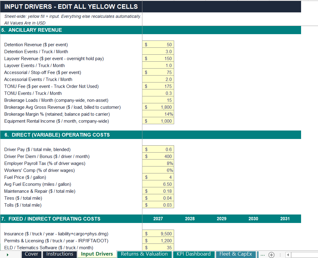 logistics-company-financial-model-driver-cost-ancillary-inputs