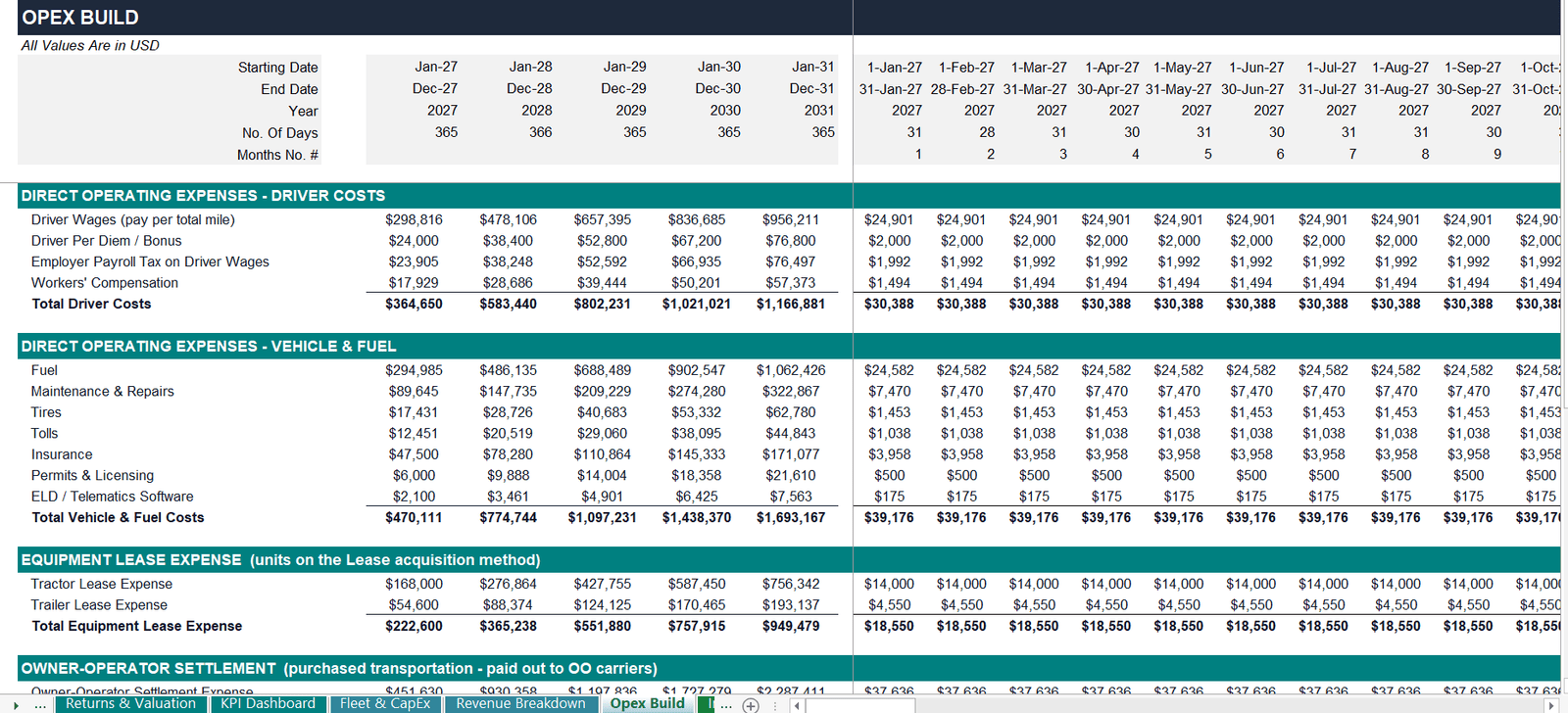 logistics-company-opex-build-driver-cost-model-excel